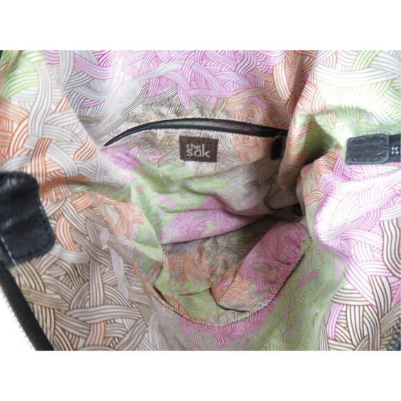 The Sak Venata Leather Convertible Bag Womens Foldover Tote Black - Picture 9 of 10